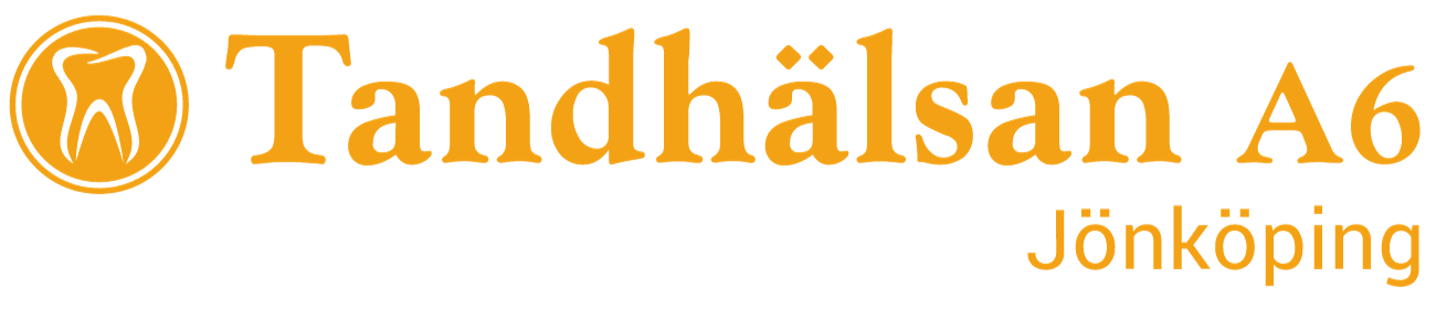 Tandhälsan A6 Jönköping Logotyp för Tandhälsan A6, tandvård och tandläkare i Jönköping. Bilden innehåller en tandikon och svensk text i gult.